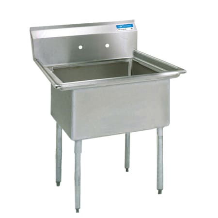 Bk Resources One Compartment Economy Sink 18 in x 18 in, 1, 2, Free Standing, Stainless Steel ES-1-18-12